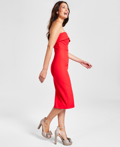 Shop Bardot Georgia Strapless Sheath Dress In Fire Red