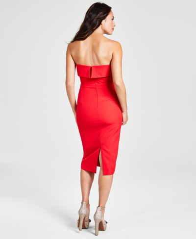Shop Bardot Georgia Strapless Sheath Dress In Fire Red
