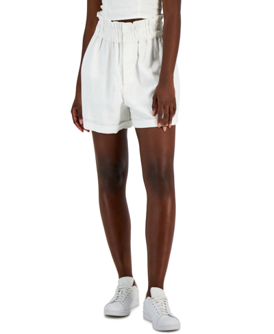 Shop And Now This Women's Linen-blend Paperbag-waist Shorts, Created For Macy's In White