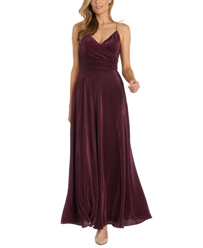 Shop Nightway Women's Rhinestone-strap Gown In Wine