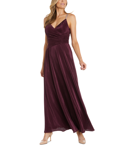 Shop Nightway Women's Rhinestone-strap Gown In Wine