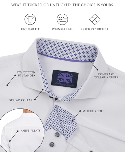 Michelsons Of London Men's Regular-fit Windowpane Check Dress Shirt In White,blue