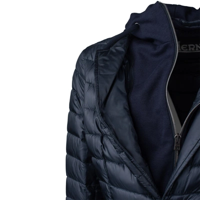 Shop Herno Ultralight Blazer Down Jacket With Fleece Hood And Removable Front In Blue