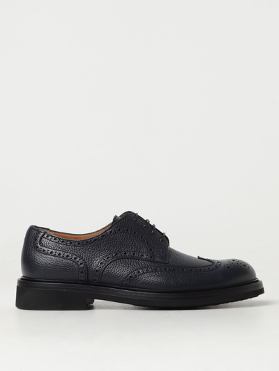 Shop Moreschi Go Play Grained Leather Derby In Navy