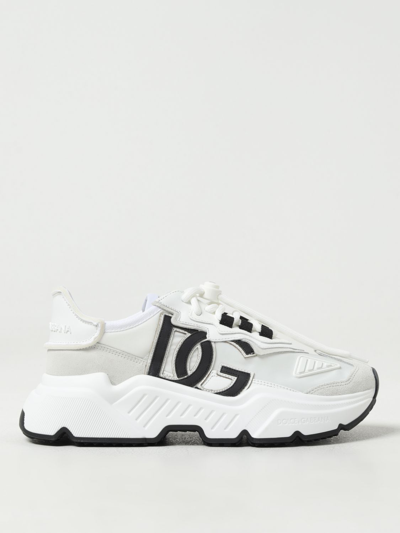 Dolce & Gabbana Woman Multicolor Fabric And Leather Daymaster Sneakers In White