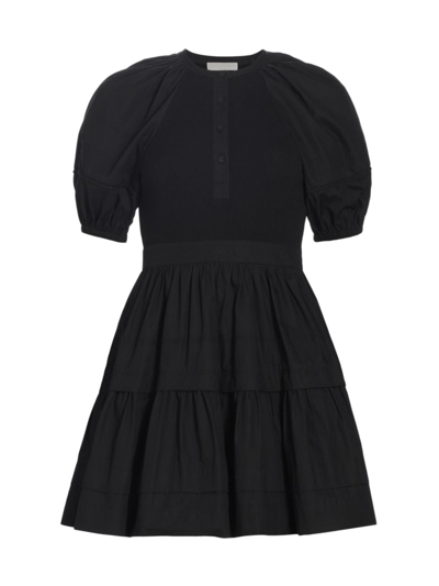 Shop Ulla Johnson Women's Amelia Puff-sleeve Minidress In Noir
