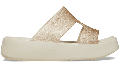 Shop Crocs Getaway Platform Glitter H-strap In Stucco