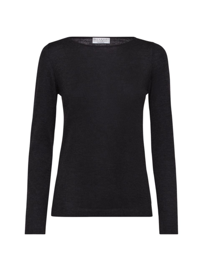 Shop Brunello Cucinelli Women's Cashmere And Silk Lightweight Sweater In Anthracite