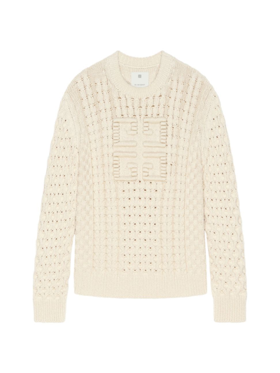 Shop Givenchy Men's 4g Cable-knit Sweater In Cream
