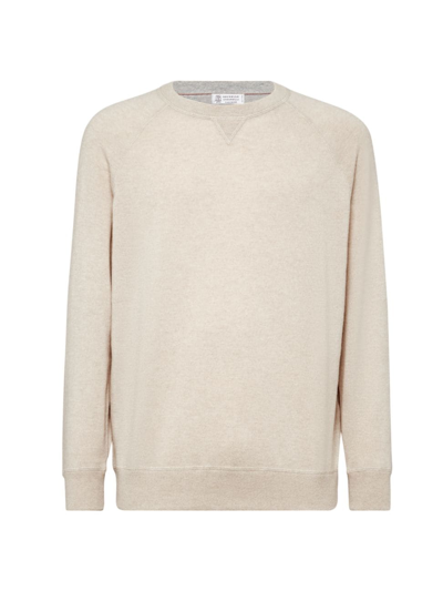 Shop Brunello Cucinelli Men's Cashmere Sweatshirt Style Sweater In Sand