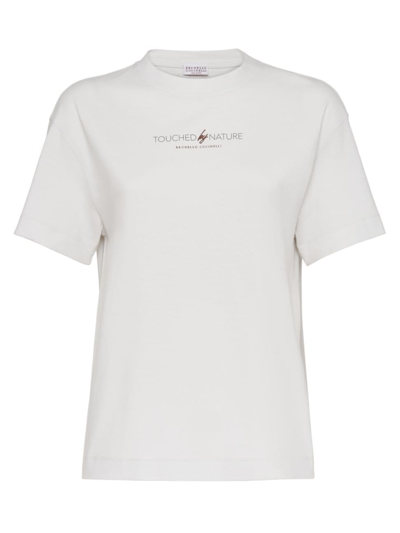 Shop Brunello Cucinelli Women's Nature T-shirt In Cotton Lightweight Jersey In White