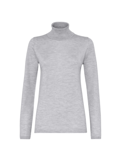 Shop Brunello Cucinelli Women's Cashmere And Silk Lightweight Turtleneck Sweater In Light Grey
