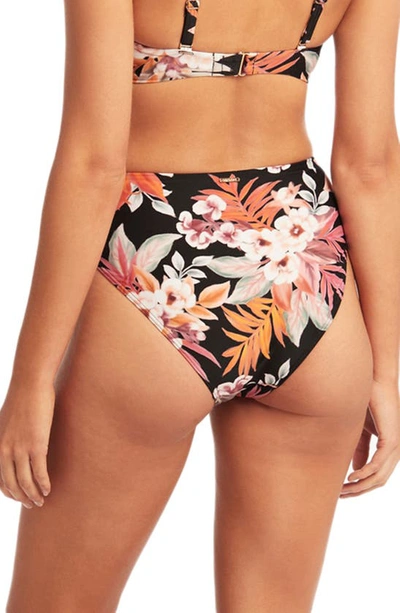 Shop Sea Level Escape Retro Floral High Waist Bikini Bottoms In Black