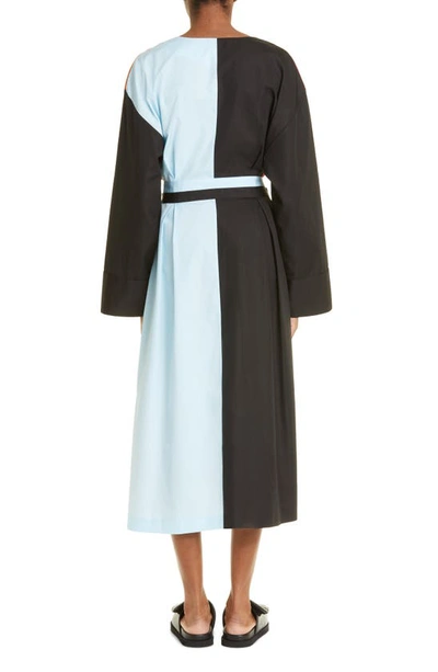 Partow Andy Colorblock Long Sleeve Belted Midi Dress In Pink Multi