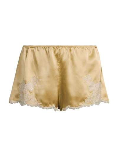 Shop Josie Natori Women's Lolita Standard-fit Lace-trim Silk Shorts In Medallion Gold