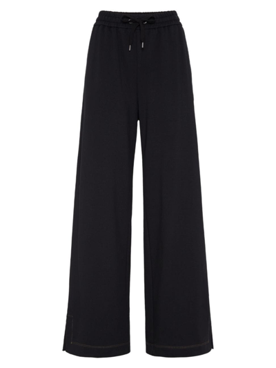 Shop Brunello Cucinelli Women's Stretch Cotton Lightweight French Terry Trousers In Black