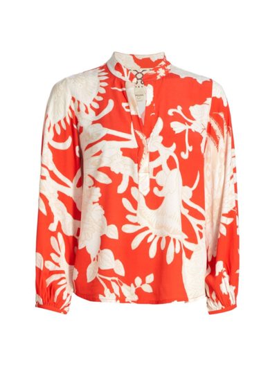 Shop Figue Women's Ryanne Floral Top In Graphic Tigerlily Poppy