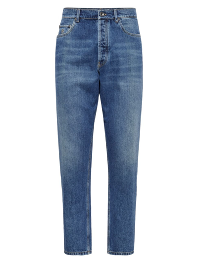 Shop Brunello Cucinelli Men's Denim Iconic Fit Five Pocket Jeans In Medium Denim