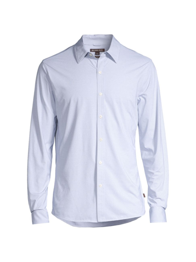 Shop Michael Kors Men's Microdot Button-front Slim-fit Shirt In Blueberry