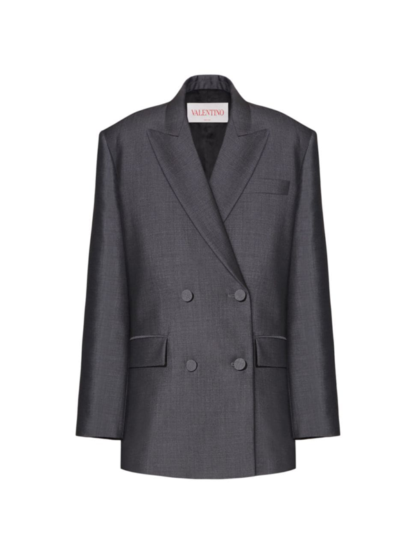 Valentino Garavani double-breasted virgin wool blazer - Grey
