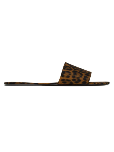 Shop Saint Laurent Women's Carlyle Slides In Leopard Grosgrain In Manto Naturale
