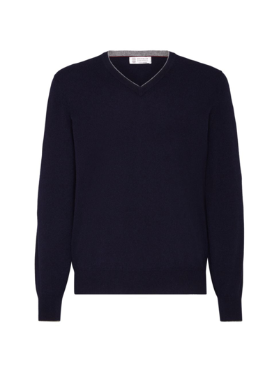 Shop Brunello Cucinelli Men's Cashmere Sweater In Navy Blue
