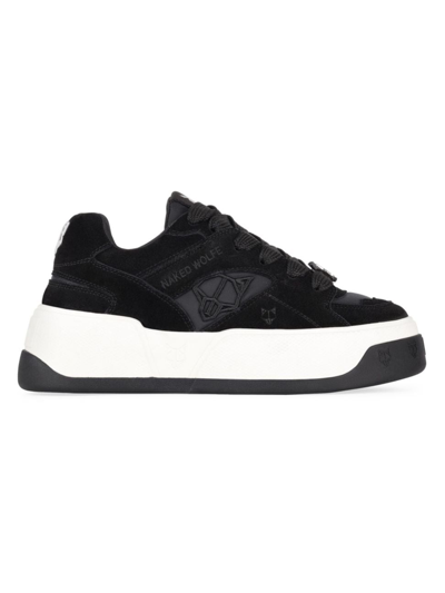 Shop Naked Wolfe Women's Crash Cow Suede Sneakers In Black