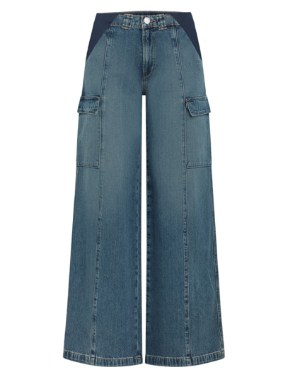 Shop Hudson Women's Maternity Wide-leg Cargo Jeans In Deep Indigo