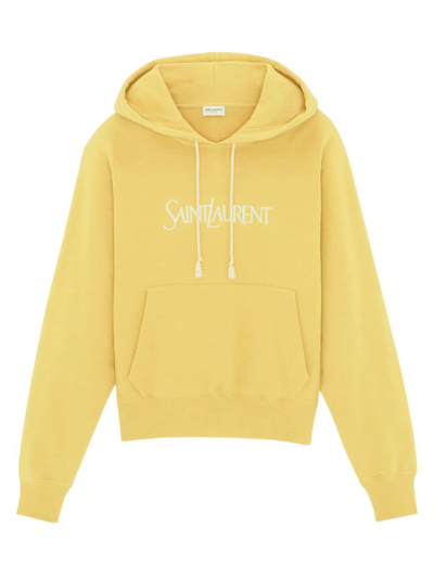 Shop Saint Laurent Women's Oversized Hoodie In Yellow And Natural