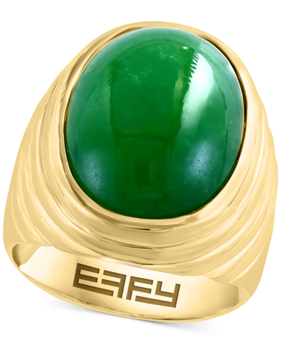 Shop Effy Collection Effy Men's Dyed Jade Cabochon Ring In Gold-plated Sterling Silver In Gold Over Silver