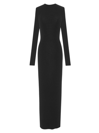 Shop Saint Laurent Women's Open-back Dress In Cashmere, Wool And Silk In Black
