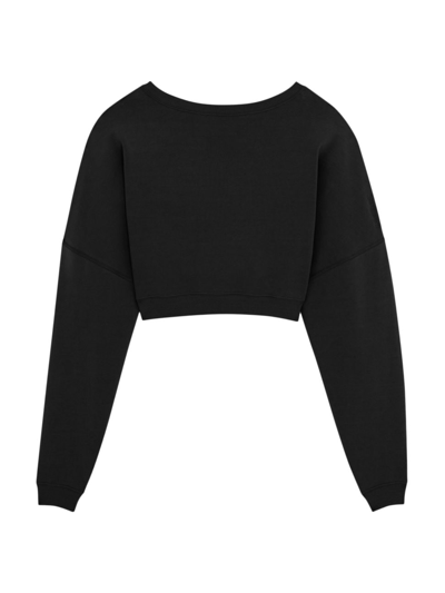 Shop Saint Laurent Women's Cropped Sweatshirt In Black