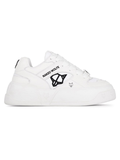 Shop Naked Wolfe Women's Crash Cow Leather Sneakers In White