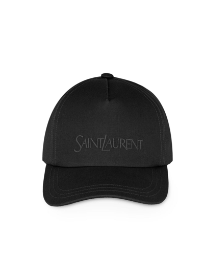Shop Saint Laurent Men's Cap In Gabardine In Black