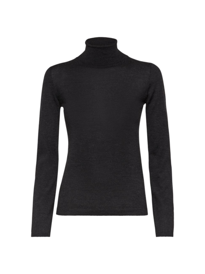 Shop Brunello Cucinelli Women's Cashmere And Silk Lightweight Turtleneck Sweater In Anthracite