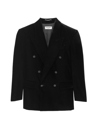 Shop Saint Laurent Men's Oversized Jacket In Velvet In Black