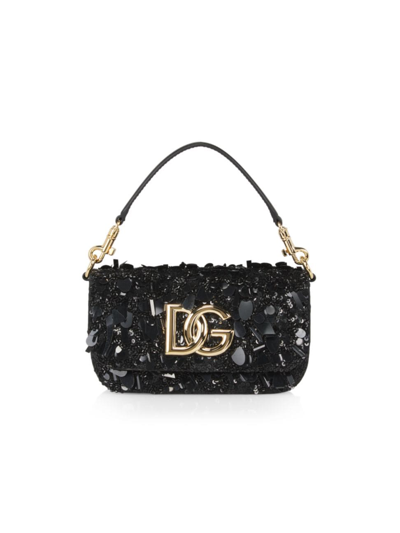 Shop Dolce & Gabbana Women's Sequin & Leather Evening Bag In Nero