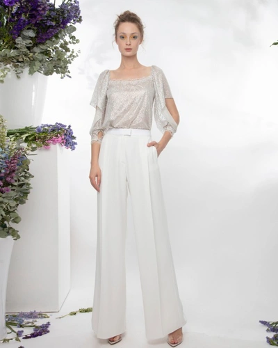 Shop Gemy Maalouf Flared Pants With Pockets - Pants In White