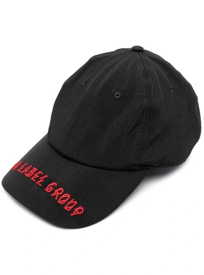Shop 44 Label Group Black Baseball Cap With Logo Embroidery In Cotton