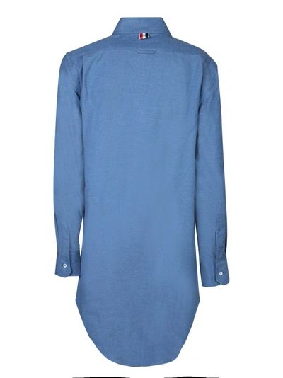 Shop Thom Browne Long Sleeves Shirtdress In Blue