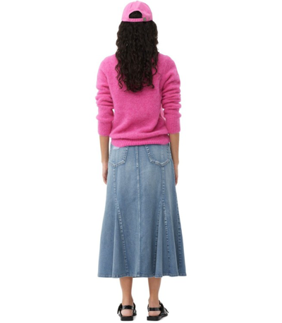 Shop Ganni Light Blue Denim Skirt
