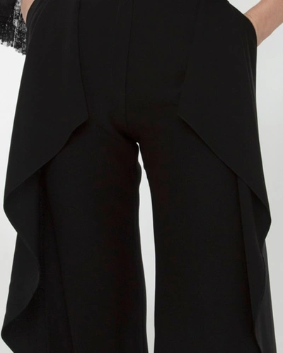 Shop Gemy Maalouf Ruffled Crepe Pants - Pants In Black
