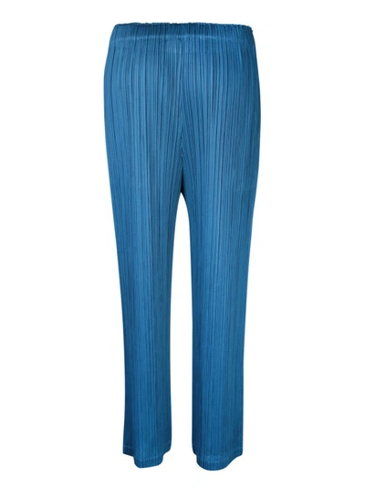 Shop Issey Miyake Cropped Design Trousers In Blue