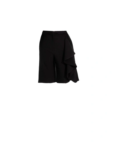 Shop Gemy Maalouf Crepe Shorts With Ruffles - Shorts In Black