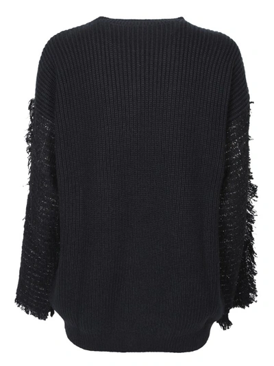 Shop Msgm Ribbed Sweater In Black