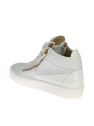 Shop Giuseppe Zanotti Leather High Top Sneakers In White