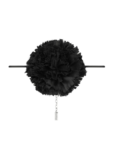 Shop Saint Laurent Women's Flower Necklace In Silk Satin In Black