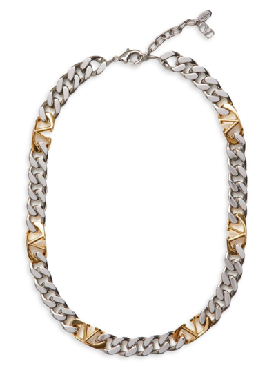 Shop Valentino Women's Vlogo Chain Metal Necklace In Gold