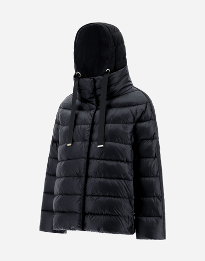 Herno Nylon Ultralight And Silk Cashmere Cape In Black