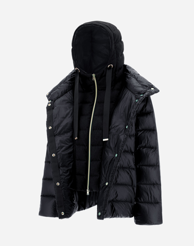 Herno Nylon Ultralight And Silk Cashmere Cape In Black